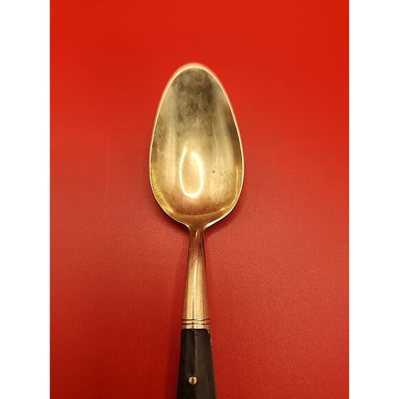 Vtg Siam Sitting Buddah Brass Sugar Spoon Teaspoon with Wood Handle 6.5" Retro - Picture 4 of 6